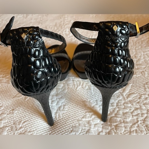 Sam Edelman Eleanor.  Black reptile print; sky high sandals - Picture 6 of 7